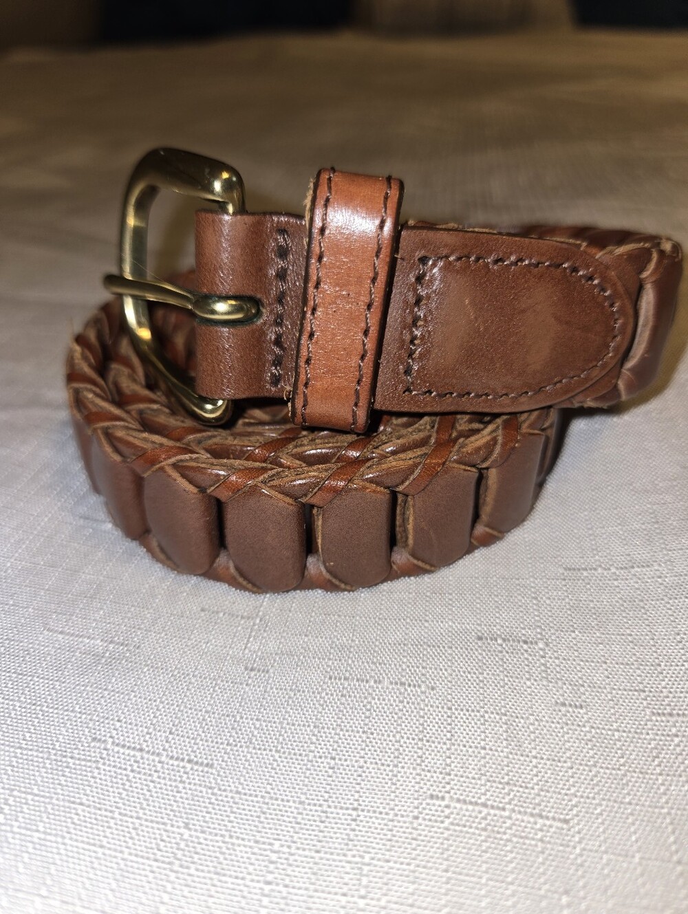 Vintage Brown Genuine Leather Woven Belt Soft Supple Western S/M Equestrian